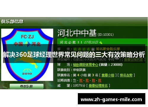 解决360足球经理世界常见问题的三大有效策略分析 解决360足球经理世界常见问题的三大有效策略分析